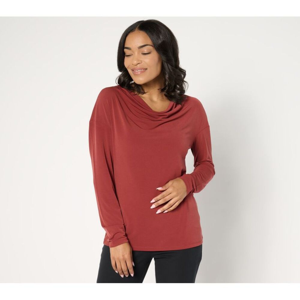 SUNNYLiFE Women's Top Sz M Long Sleeve Cowl Neck Knit Red A673997